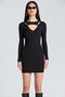 1968 Drop Detailed Black Dress with Low-cut Breast - 4