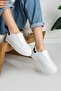 Women's White Black Sports Plain Lace-up