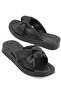 Capone Flat Heeled Cross Soft Banded Comfort Black Women's Slippers - 7