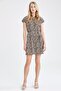 Polka Dot Patterned Summer Mini 100% Cotton Dress with Lace Waist