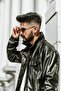 Men's Black Slim Fit Slim Fit Vintage Leather Jacket Coat - 3