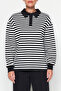 Siyah Çizgili Polo Yaka Kalın İçi Polarlı Oversize Örme Sweatshirt TWOAW24SW00344 - 3