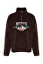 Kahverengi Unisex Oversize/Geniş Kesim Dik Yaka Anti-pilling Polar Sweatshirt TMNAW24SW00034 - 8