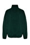 Zümrüt Yeşili Unisex Oversize/Geniş Kesim Dik Yaka Anti-pilling Polar Sweatshirt TMNAW24SW00034 - 9