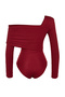 Claret Red Asymmetric Collar Detailed Draped Fitted/Body-Fitted Wrap/Textured Knitted Body TWOAW23BD00043 - 8