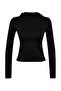 Siyah Fitilli Başparmak ve Sırtı Pencere/Cut Out Detaylı Örme Spor Üst/Bluz THMAW24BZ00004 - 6