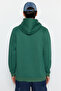 Green Regular/Normal Cut Hooded Fleece/Warm Cotton Sweatshirt Tmnaw24Sw00121 - 5