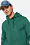 Green Regular/Normal Cut Hooded Fleece/Warm Cotton Sweatshirt Tmnaw24Sw00121 - 2