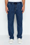 Lacivert Regular Beli Lastikli Jeans Bol Kot Pantolon TMNAW24JE00025 - 4
