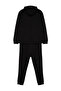 Siyah Oversize/Geniş Kesim Kapüşonlu Nakışlı Sıcak Tutan Sweatshirt Eşofman Takım TMNAW24EM00000 - 10