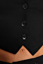 Siyah Straplez Düğme Detaylı Crop Dokuma Bluz TWOAW24BZ00421 - 11