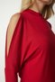 Women's Red High Collar Off-the-Shoulder Knitwear Blouse UB00152 - 6