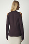 Women's Dark Brown High Collar Off-the-Shoulder Knitwear Blouse UB00152 - 6