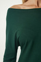Women's Emerald Green Boat Neck Knitwear Blouse UB00151 - 5