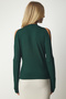 Women's Emerald Green High Collar Off-the-Shoulder Knitwear Blouse UB00152 - 5