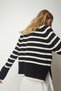 Women's Black Metal Button Detailed Striped Knit Cardigan BP00149 - 2