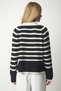 Women's Black Metal Button Detailed Striped Knit Cardigan BP00149 - 6