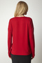 Women's Red V-Neck Knit Blouse UB00150 - 4