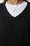 Women's Black V-Neck Textured Knitwear Sweater PF00011 - 5