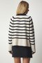 Women's Cream Metal Button Detail Striped Knit Cardigan BP00149 - 8