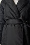 Women's Black Belted Shawl Collar Quilted Coat dz00089 - 5