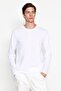 Beyaz Regular/Normal Kesim Uzun Kollu %100 Pamuk Tok Kumaş T-shirt TMNAW21TS0208 - 5