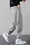 نسيج الصوف Sweatpants الرجال الرمادي المعتاد - 3