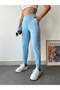 Women's Blue High Waist Stretchy Jogger Sweatpants - 2