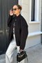 women's oversize snap fastening pocket detail loose fit wool stamp appearance thick jacket coat - 2