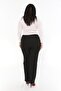 Women's Black Plus Size Elastic Waist Trousers - 6