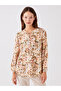 Patterned Long Sleeve - Tie-Up Collar Women's Blouse