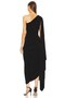 Women's Black Asymmetric Cut Ruched Jersey Dress - 2