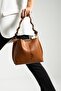 Women's Soft Leather 3-Compartment Handbag, Shoulder Bag with Scarf and Chain Accessories - 4
