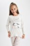Girl's Printed Long Sleeve Pajamas Set B3021A823Au - 4