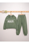 Boy's Cotton Brave Written Long Sleeve Zippered Tracksuit Set