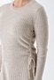 Women's Crew Neck Corded Knee Length Knitwear Dress Beige 24W119 - 6