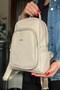 Stone Color Women's Multi-Compartment Adjustable Strap Backpack 4026-Gb - 2