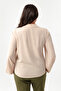 Women's Beige Long Sleeve Necklace Plus Size Blouse - 5