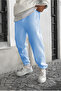 Smile Face Baby Blue Jogger Thin Sweatpants - Elastic Leg Printed Comfortable Style with Leg Print Detail - 2