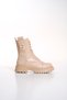 WOMEN'S NUDE BUCKLE DETAILED SIDE ZIPPER LACE-UP BOOTS POSTAL - 6