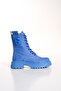 WOMEN'S JEANS BLUE BUCKLE DETAILED SIDE ZIPPER LACE-UP BOOTS POSTAL - 6