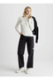 Turtleneck Normal Plain White Sweater Women J20J221688YBI