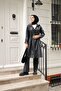 Women's Pocket Hooded Leather Cap Jacket Black - 3
