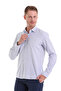 Navy Blue Comfort Fit Striped Cotton Slim Collar Long Sleeve Casual Shirt - 5
