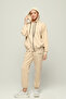 Women's Hooded Kangaroo Pocket Oversize Rubber Leg Zippered Tracksuit Set - 2
