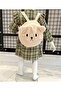 Plush Teddy Bear Backpack Gift Plaid Full Length Buttoned Girl's Green Winter Dress - 7