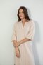 Women's Cream Polo Neck Wide Ribbed Slit Detailed Viscose Knitwear Dress - 2