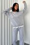 Two Thread Cotton Fabric Side Zipper Garni and Leg Detail Long Sleeve Gray Tracksuit 300 - 8