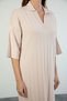 Women's Cream Polo Neck Wide Ribbed Slit Detailed Viscose Knitwear Dress - 4