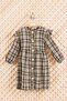 Plush Teddy Bear Backpack Gift Plaid Full Length Buttoned Girl's Green Winter Dress - 3